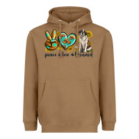 Toasted Coconut peace love st. bernard Heavyweight Hoodie - texasbilliewilder