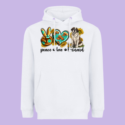 Heavyweight Hoodie peace love st. bernard