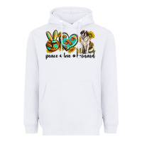 White peace love st. bernard Heavyweight Hoodie - texasbilliewilder