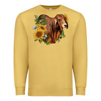 Antique Gold brahman bull with sunflowers Premium Sweatshirt - RanaPortraitStore