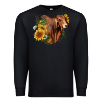 Black brahman bull with sunflowers Premium Sweatshirt - RanaPortraitStore