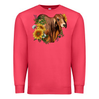 Cardinal brahman bull with sunflowers Premium Sweatshirt - RanaPortraitStore