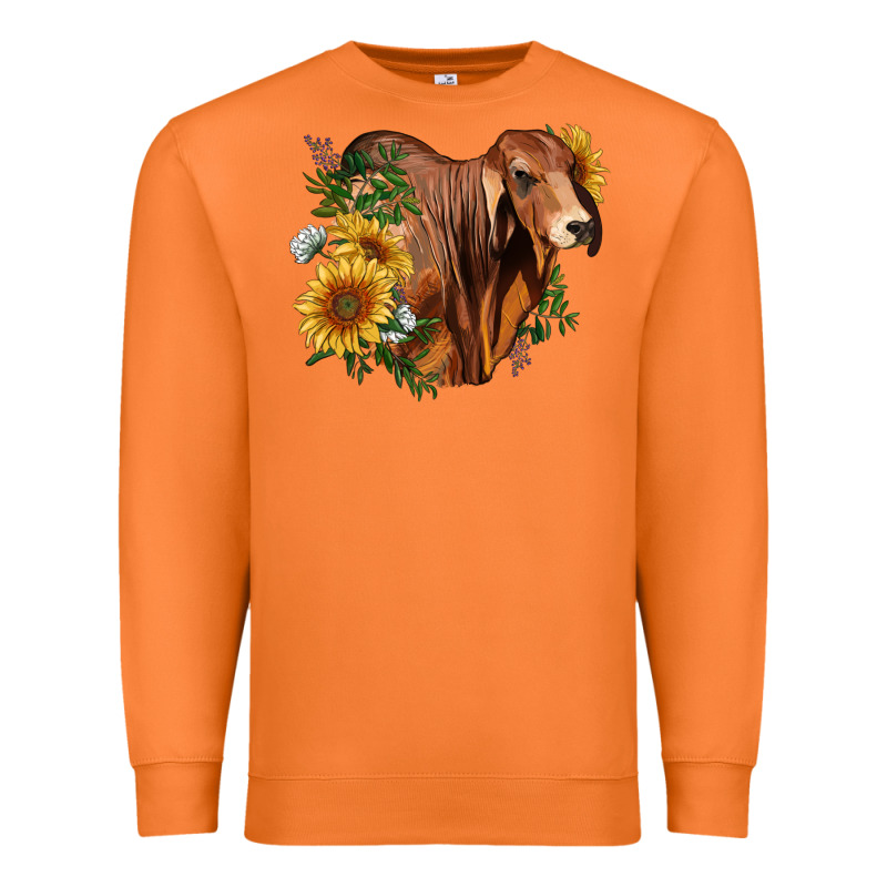 Brahman Bull With Sunflowers Premium Sweatshirt by RanaPortraitStore | Teevron
