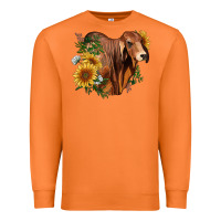 Carrot brahman bull with sunflowers Premium Sweatshirt - RanaPortraitStore