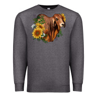 Charcoal Heather brahman bull with sunflowers Premium Sweatshirt - RanaPortraitStore