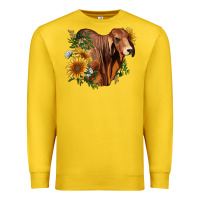 Lemon brahman bull with sunflowers Premium Sweatshirt - RanaPortraitStore