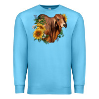 Ocean Blue brahman bull with sunflowers Premium Sweatshirt - RanaPortraitStore