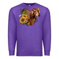Purple brahman bull with sunflowers Premium Sweatshirt - RanaPortraitStore