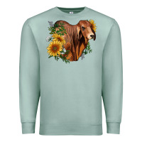 Seafoam brahman bull with sunflowers Premium Sweatshirt - RanaPortraitStore
