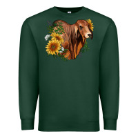 Sports Green brahman bull with sunflowers Premium Sweatshirt - RanaPortraitStore