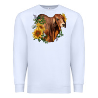 White brahman bull with sunflowers Premium Sweatshirt - RanaPortraitStore