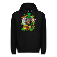 Black little cows and st patricks party Premium Hoodie - AdoDesignShop