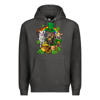 Charcoal Heather little cows and st patricks party Premium Hoodie - AdoDesignShop