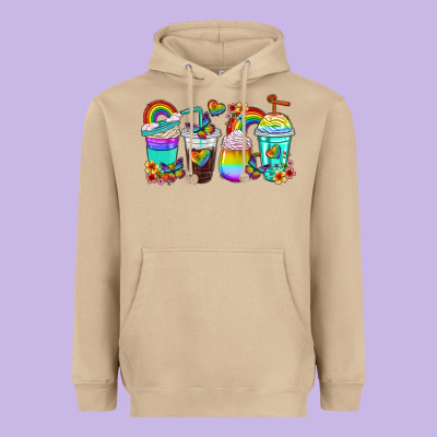 Heavyweight Hoodie rainbow coffee cups