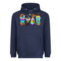 Navy rainbow coffee cups Heavyweight Hoodie - texasbilliewilder