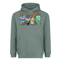 Sage rainbow coffee cups Heavyweight Hoodie - texasbilliewilder