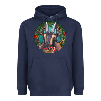 Navy Dark Goat Christmas Heavyweight Hoodie - RanaPortraitStore