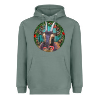 Sage Dark Goat Christmas Heavyweight Hoodie - RanaPortraitStore
