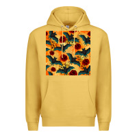 Antique Gold halloween bat and roses seamless pattern Premium Hoodie - BundleAndBundleShop