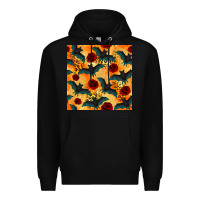 Black halloween bat and roses seamless pattern Premium Hoodie - BundleAndBundleShop