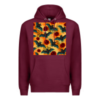 Burgundy halloween bat and roses seamless pattern Premium Hoodie - BundleAndBundleShop