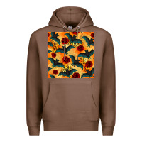 Chestnut halloween bat and roses seamless pattern Premium Hoodie - BundleAndBundleShop