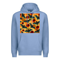 Colony Blue halloween bat and roses seamless pattern Premium Hoodie - BundleAndBundleShop