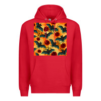 Red halloween bat and roses seamless pattern Premium Hoodie - BundleAndBundleShop
