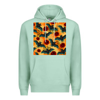 Seafoam halloween bat and roses seamless pattern Premium Hoodie - BundleAndBundleShop
