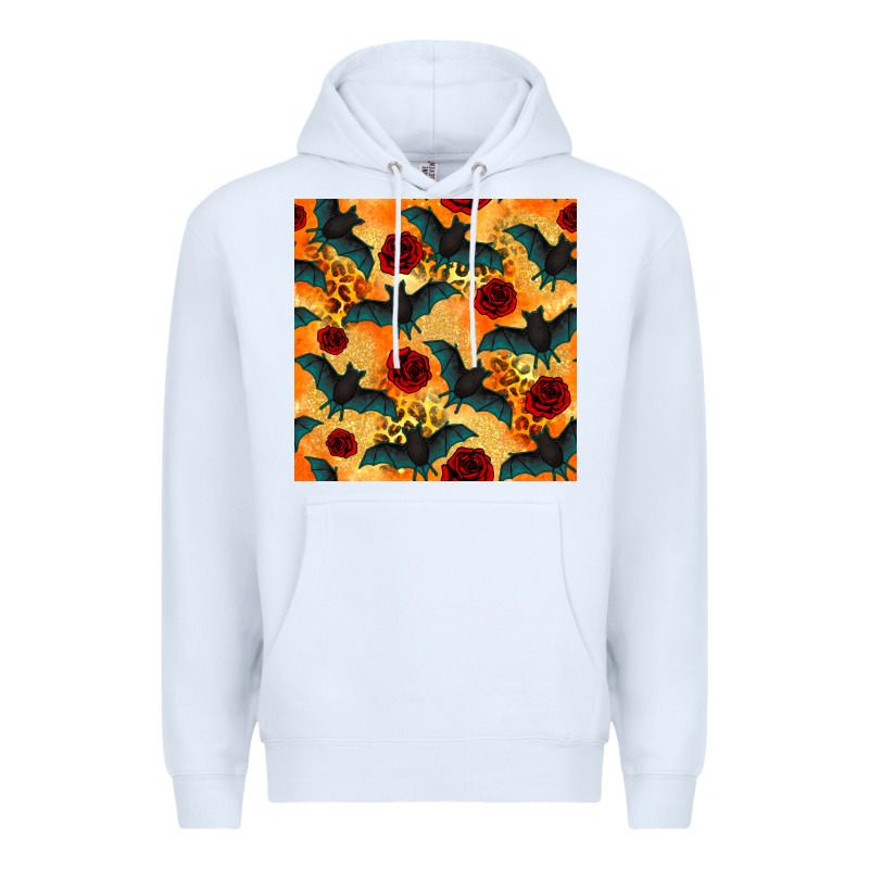 Halloween Bat And Roses Seamless Pattern Premium Hoodie by BundleAndBundleShop | Teevron