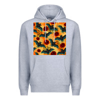 Heather Grey halloween bat and roses seamless pattern Premium Hoodie - BundleAndBundleShop