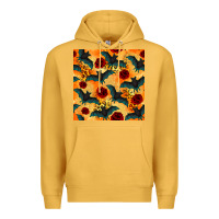 Mustard halloween bat and roses seamless pattern Premium Hoodie - BundleAndBundleShop