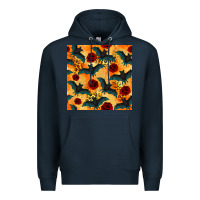 Navy halloween bat and roses seamless pattern Premium Hoodie - BundleAndBundleShop