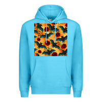 Ocean Blue halloween bat and roses seamless pattern Premium Hoodie - BundleAndBundleShop
