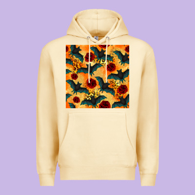 Halloween Bat And Roses Seamless Pattern Premium Hoodie Designed By Bundleandbundleshop