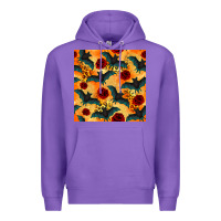 Purple halloween bat and roses seamless pattern Premium Hoodie - BundleAndBundleShop