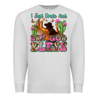 Dove Grey i just smile and say god bless Premium Sweatshirt - Zillion Design Studio