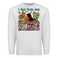 Oatmeal Heather i just smile and say god bless Premium Sweatshirt - Zillion Design Studio