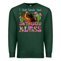 Sports Green i just smile and say god bless Premium Sweatshirt - Zillion Design Studio