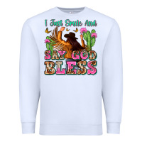 White i just smile and say god bless Premium Sweatshirt - Zillion Design Studio