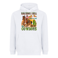 White raising hell with the hippies and the cowboys Heavyweight Hoodie - texasbilliewilder