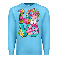Ocean Blue love summer unicorn Premium Sweatshirt - texasbilliewilder