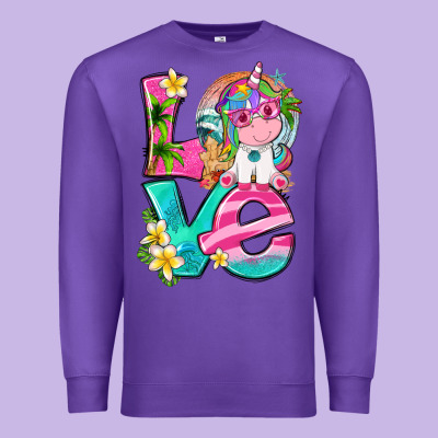 Love Summer Unicorn Premium Sweatshirt Designed By Texasbilliewilder