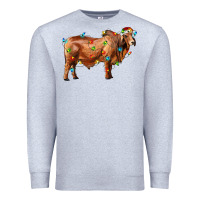 Heather Grey brahman bull with christmas lights Premium Sweatshirt - RanaPortraitStore