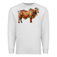 Oatmeal Heather brahman bull with christmas lights Premium Sweatshirt - RanaPortraitStore