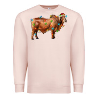 Pale Pink brahman bull with christmas lights Premium Sweatshirt - RanaPortraitStore