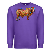 Purple brahman bull with christmas lights Premium Sweatshirt - RanaPortraitStore