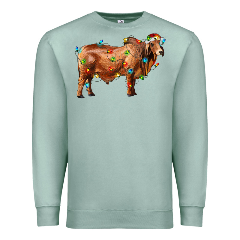 Brahman Bull With Christmas Lights Premium Sweatshirt by RanaPortraitStore | Teevron