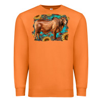 Carrot brahman bull with aztec sunflower and leopard background Premium Sweatshirt - RanaPortraitStore