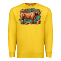 Lemon brahman bull with aztec sunflower and leopard background Premium Sweatshirt - RanaPortraitStore